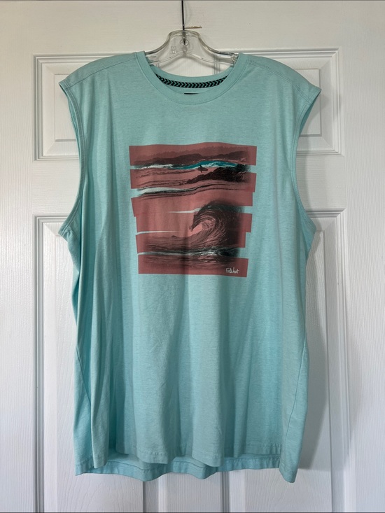 Far west Other - Mint Graphic Muscle Tank with Surf Wave Print